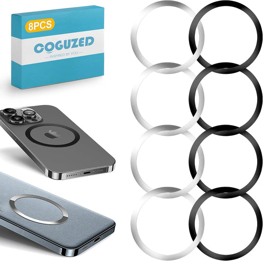 CoguZed 8 Pcs Universal Ring Magnet Sticker, Ultra-Thin Magnetic Adapter for Wireless Charger, Compatible with MagSafe