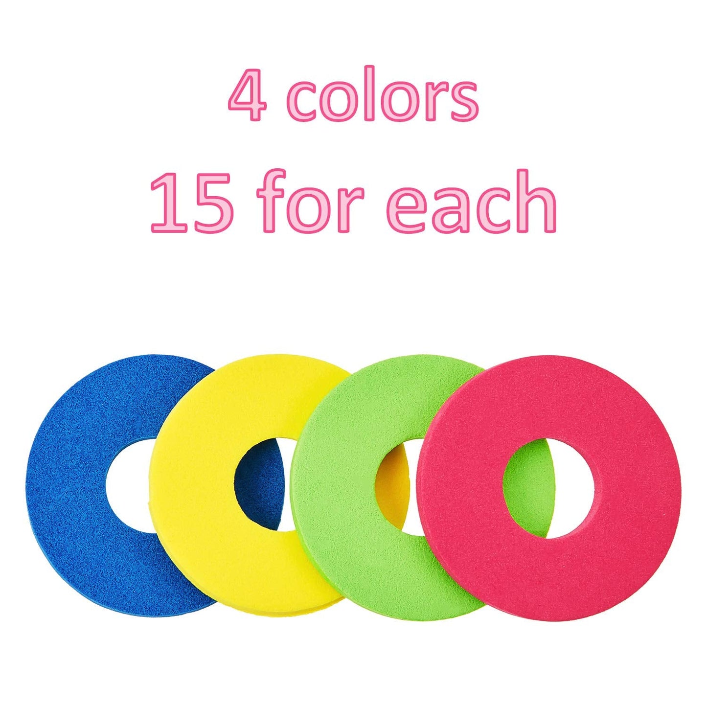 60 Pcs Foam Disc Shooter Flying Foam Disc Toy for Remote Control Robot Toy, Red, Blue, Yellow, Green