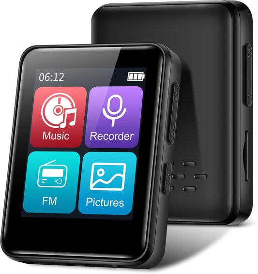 woolynew MP3 32GB 1.8 inch 512GB, Music Player with Bluetooth, Portable Mini Music Player with Screen, Speakers, FM