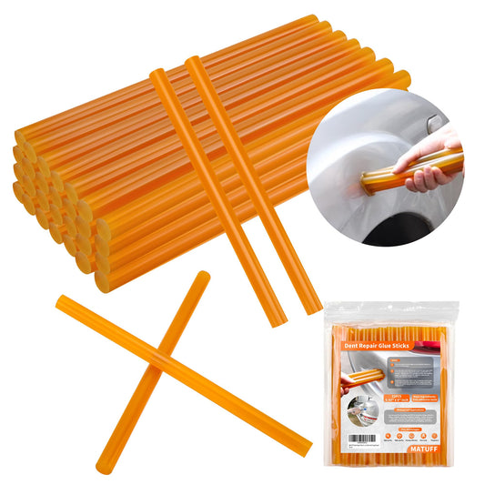 MATUFF 32 Pcs Dent Repair Glue Sticks, 0.43” Dia x 8” Long Yellow Hot Glue Sticks, Paintless Dent Repair Tool Kit PDR Glue Sticks for Craft Gun and Car Body Repair Dent Remover Tool