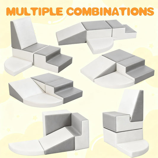 Sumbababy Climbing Foam Blocks for Toddlers: Waterproof Pu Leather Soft Climber - 4 Pcs Toddler Indoor Climbing Toys - Kids Outdoor Playground Playset Best Gift Preschool Daycare Supplies