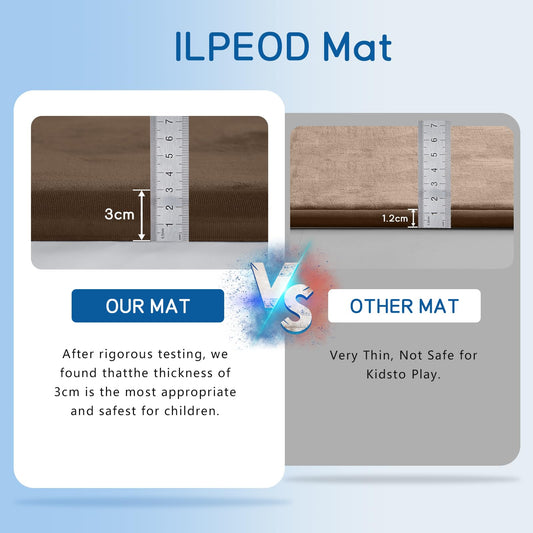 ILPEOD Baby Play Mat for Floor Nursery Rug Muscle Mat Area Rug Playroom Rug 79"x79" Playpen Mat Memory Foam 1.3" Thick Crawling Mat for Babies,Toddlers, Infants, Kids,Chestnut