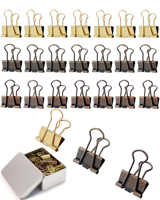 Standard Binder Clips 1in 24-Pack - Bronze Office Clips for Documents & Crafts