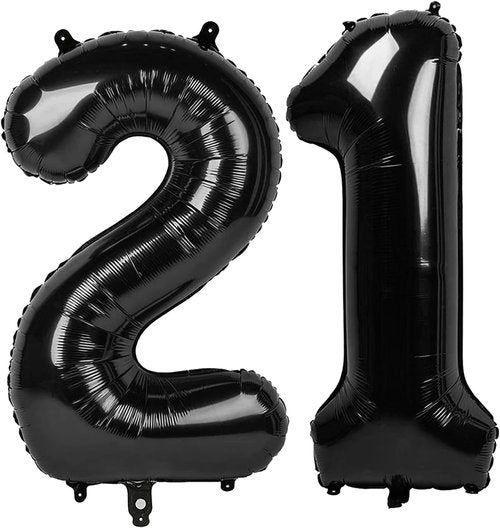 Black Number 21 Balloon - 40 Inch 21st Birthday Decoration for Men & Women | Perfect Party Supplies