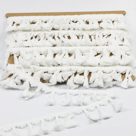 dlboboai Fringe Lace Trim Polyester Braided Ribbon 10 Yards 55mm Wide Lace Trim for Sewing Crafts Clothing Curtains Accessories Lampshade Home DIY Decoration (White, 55mm Wide)