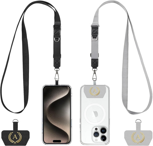 Cordivo 2 Pack-2Adjustable Strap,2Letter Cell Phone Lanyard Crossbody Patches,Universal Neck Strap Compatible with Most