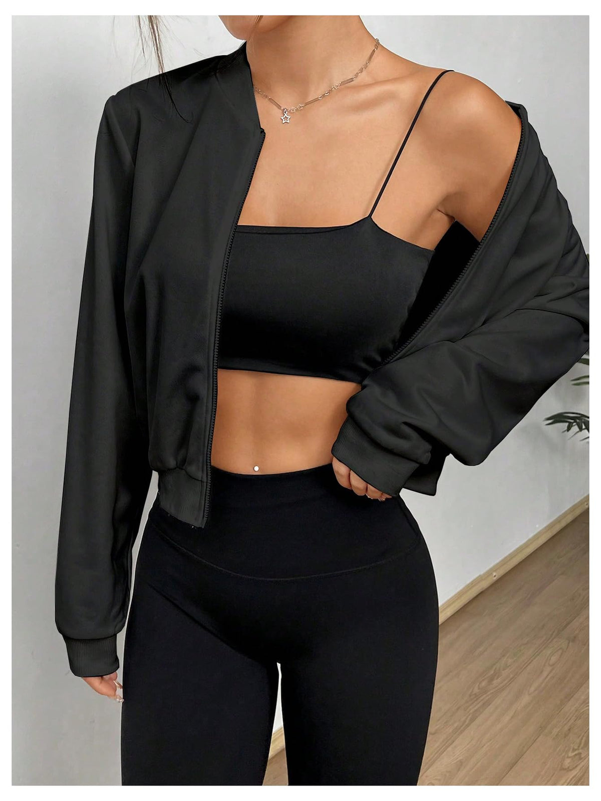 SweatyRocks Women's Lightweight Jackets Casual Zip Up Cropped Bomber Jacket