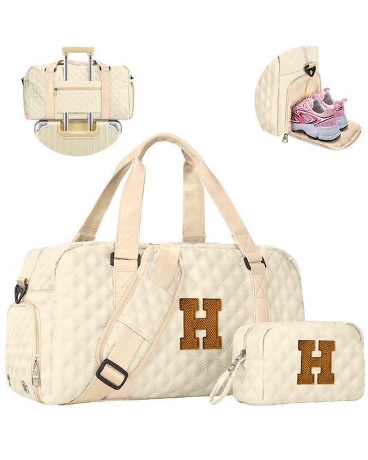 Elilier Duffel Bag, Girls Gift Bag Teens, Initial Travel Duffel Bag, Personalized Weekender Bag, Monogram Overnight Bag Gift for Grandmother,Tween Girls Gifts Daughter Gifts Niece Gifts, Mothers Gifts
