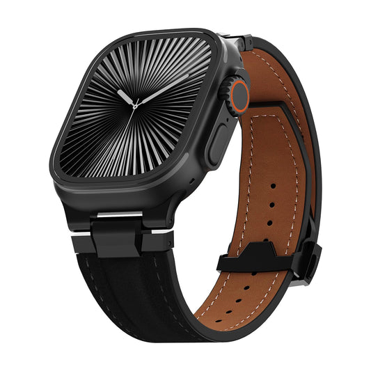 Vintage Genuine Leather Band for Apple Watch Ultra 49mm (2026 Upgrade), Rugged Replacement Strap Compatible with iWatch 46mm 45mm 44mm - for Men Women, Fit Ultra3/2/1, SE 3/2/1, Series11 10/9/8/7/6/5/4
