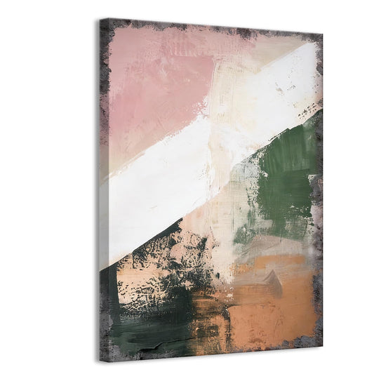 Scandinavian Abstract Wall Art Neutral Abstract Print Minimalist Wall Decor Earthy Modern Poster Minimalistic Green Beige Texture Print (12 * 18inch,Frame)