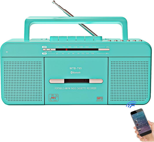 WISCENT Cassette Playback/Recording,Cassette MP3 Portable Retro Stylish Player Recorder Boombox