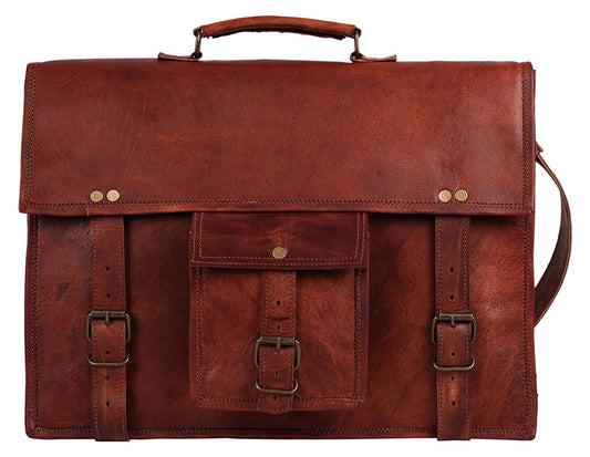 Leather Messenger Bag for Men - 14" Full Grain Leather Laptop Briefcase - Vintage Computer Satchel Travel Crossbody Bag for Office & Work