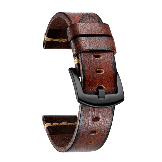 BINLUN Leather Watch Band Rubbing Watch Straps Vegetable Tanned Watch band Handmade Top Grain Watch bands for Men Women(24mm,Light Brown/Black Buckle)
