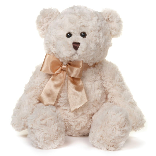 Bearington Huggles Creamy White Teddy Bear Stuffed Animal Toy - 16" Soft-Fur Teddy Bear Plushies with Satin Bow - Cuddly Stuffed Bears Plush Gift for Birthday, Anniversary, Holiday, or Graduation
