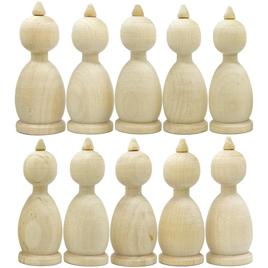 Wooden Peg Dolls Unfinished Paintable Figurines 10 pcs 2.8'' - Unfinished Wood Crafts to Make Your Own Key Holder, Fridge Magnets, Peg People Dollhouse Family