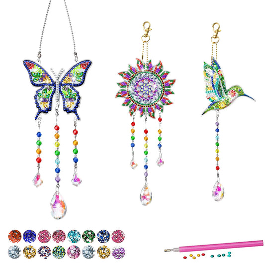 DIY Diamond Art Painting Kits for Adults Wind Chime Suncatcher Hummingbird Craft Kit Home Window Garden Decor Gift