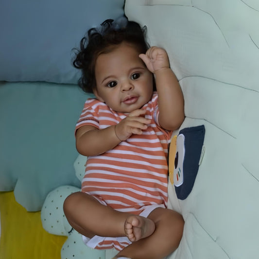 kgniess me Lifelike Reborn Baby Dolls Black Girls Anthony Reborn Doll Girls 21-Inch Soft Body Realistic African American Newborn Baby Doll Real Life Baby Dolls Gift Box Toys for Kids Age 3+