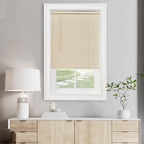 Achim Home Decor Cordless Mini Blinds - Light Filtering, 54" Width x 64" Length, Alabaster Color
