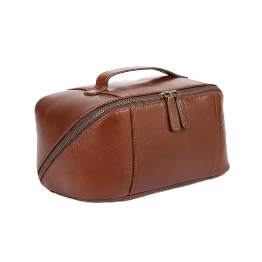 KomalC Luxury Leather Men’s Toiletry Travel Bag – Handmade Shaving Kit with Waterproof Interior, Spacious Storage & Carry Handle – leather travel Kit Bag for Men & Women (Wine)