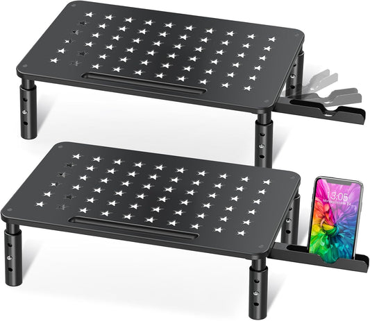 2 Pack 3 2 Zimilar Monitor Stand , Height Adjustable Stand with Unique Star Mesh for Computer, Laptop, Printer