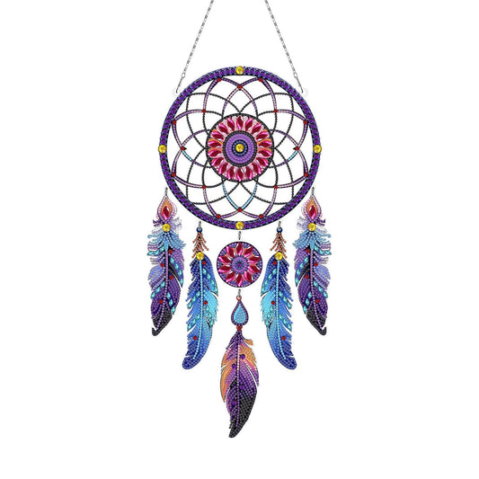 Diamond Dream Catchers Kit,Painted Diamond Art, DIY Diamond Painting Kit Handmade Craft Pendant for Home Wall Window Boho Decor,Symbol of Good Dreams Room Decoration,Type 1