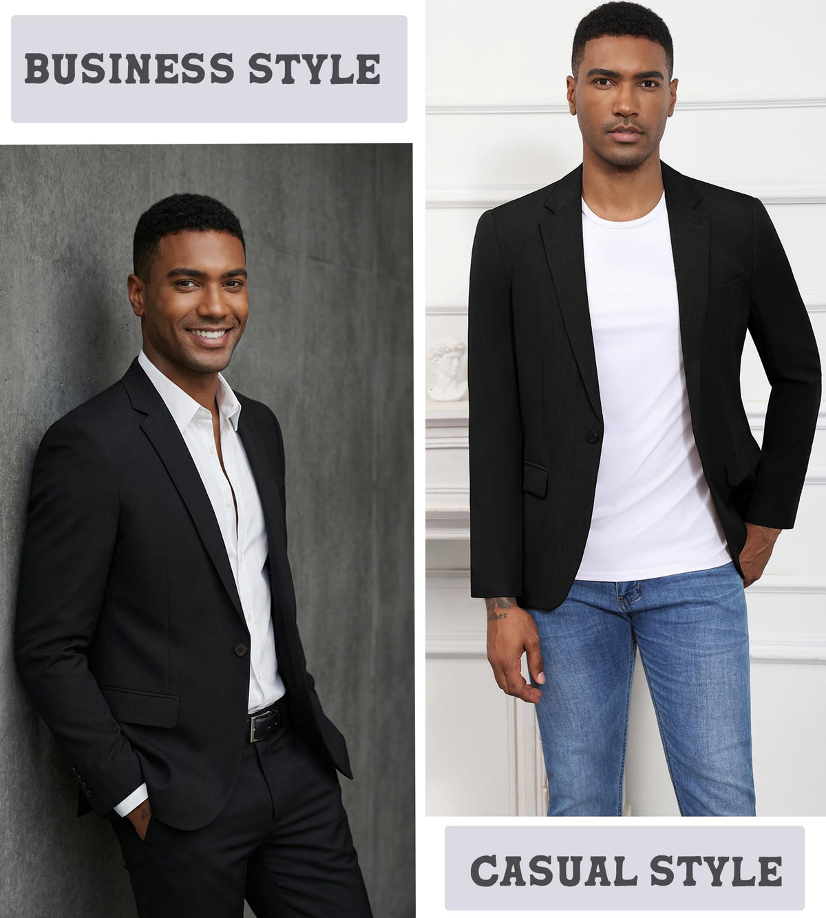 Men's Causal Blazer Suit Jacket Lightweight Spoart Coats for Men One Button Mens Business Blazer Jackets Black