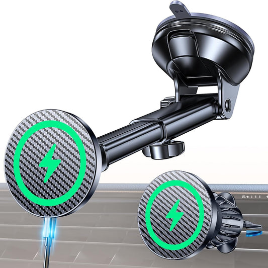 Coolpow 17 for MagSafe Car Mount ChargerUltra Magnet Magnetic Phone Holders for Your Car ChargerWindshield+Vent+Dash