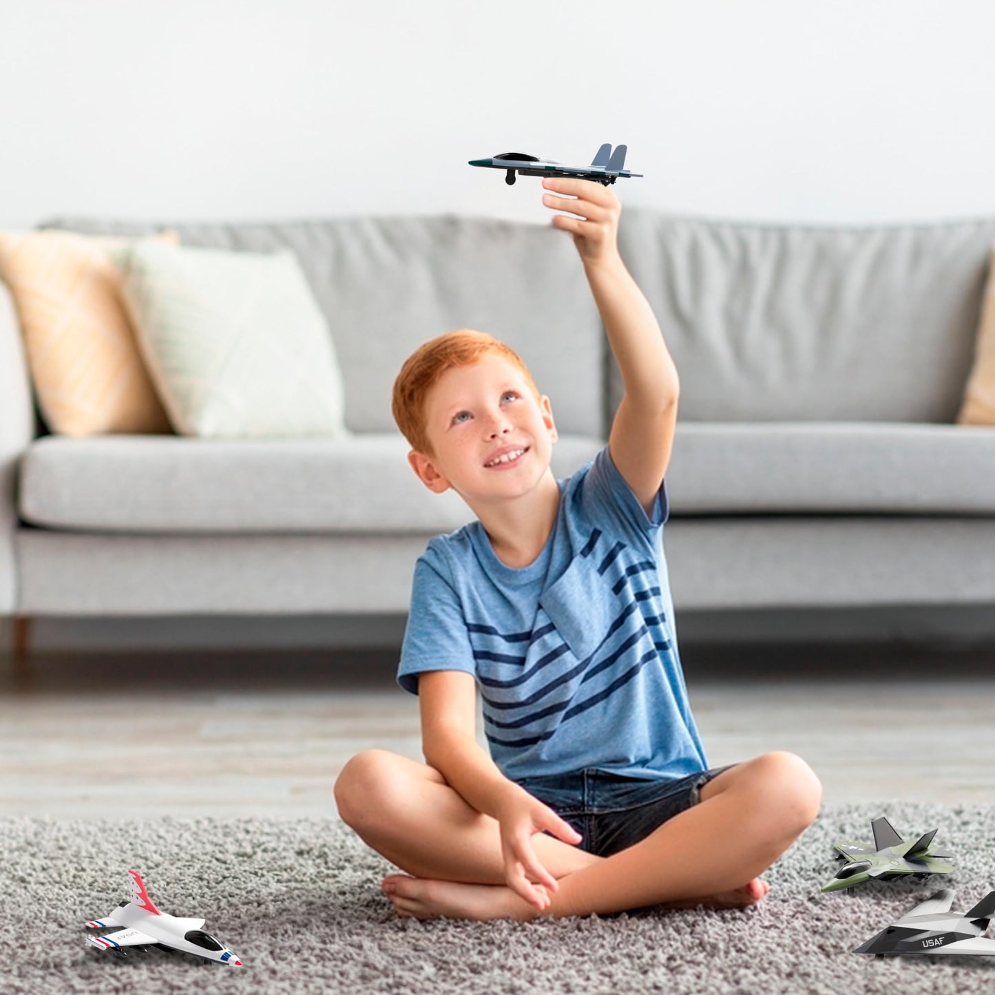 United Sates Air Force 4-Pack Toy Jet Squadron Die Cast Airplanes, Pull Back Military Fighter Jets, Diecast Air Plane Models