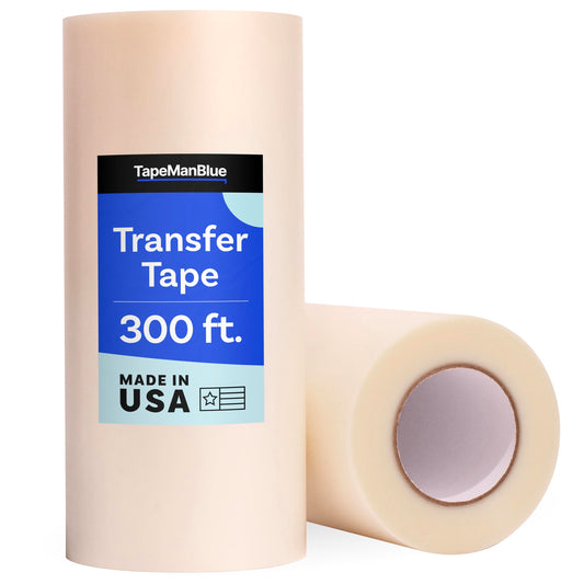 TapeManBlue 12" x 300' Roll of Clear Transfer Tape for Vinyl, Made in America, Premium-Grade Vinyl Transfer Tape for Crafts, Decals, and Letters