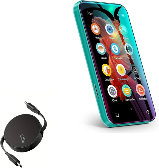 BoxWave TIMMKOO Q3E MP3 (240W), 240W Cable Compatible with Player with Bluetooth - PD miniSync Retractable PD Portable