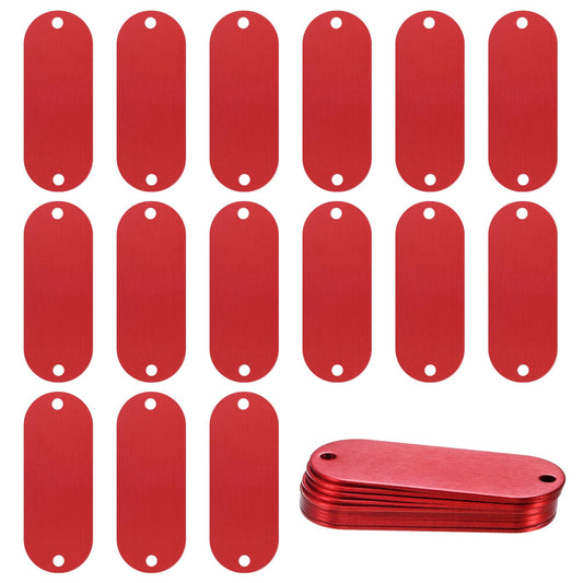 M METERXITY 25-Pack Blank Dog Tags, 2" x 0.75" x 0.04"(l x W x t) Engraving Metal Stamping Blanks, Aluminum Tags with 2 Holes for Engraving/DIY/Decorative Craft [Red]