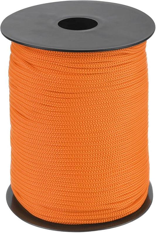 MECCANIXITY 1/8 Inch Polypropylene Rope Braided Ropes, 328ft Nylon Rope Hollow Utility Cord for Clothesline, Camping, Hiking, Outdoor, Light Orange