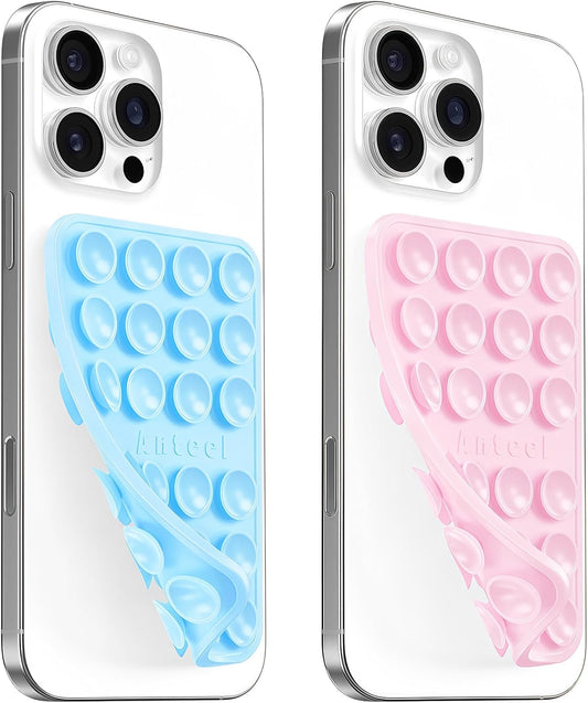 AZXYI Videos,2.36"x3.66" (LBL&LPK) Double-Sided Silicone Suction Phone Case Mount, Durable, Hands-Free Non Slip