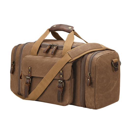Waxed Canvas Duffel Bag 50L Waterproof Duffle Bag Travel Overnight Weekender Bag