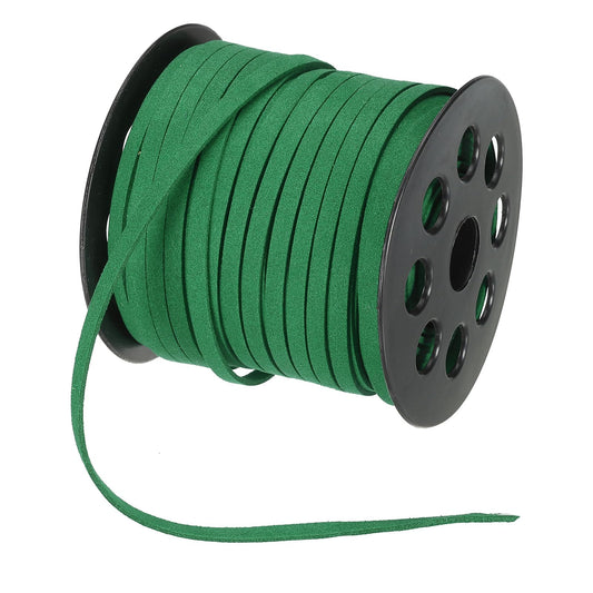 PATIKIL Flat Suede Leather Lace, 5mm x 50 Yard Faux Suede Leather Cord DIY Supplies for Necklace Bracelet Beading Jewelry Making Tassels Art Crafts, Dark Green