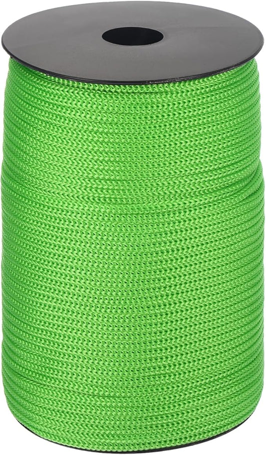 MECCANIXITY 5/32 Inch Polypropylene Rope Braided Ropes, 328ft Camping Rope Hollow Utility Cord for Clothesline, Hiking, Outdoor, Light Green