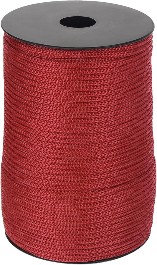 MECCANIXITY 5/32 Inch Polypropylene Rope Braided Ropes, 328ft Camping Rope Hollow Utility Cord for Clothesline, Hiking, Outdoor, Wine Red