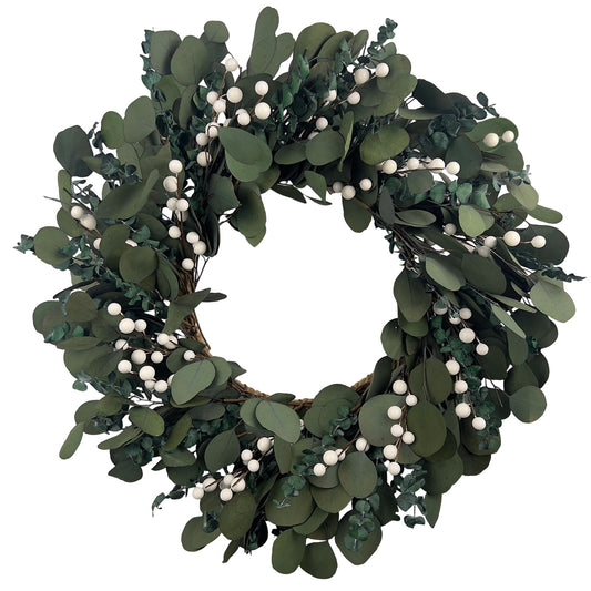 YIYSONRK 26" Preserved Eucalyptus Wreath for Front Door Large Wreaths Natural Eucalyptus Real Touch Everlasting Summer/Spring/Fall Wreath Fresh Green Environmentally Friendly Decor for Home
