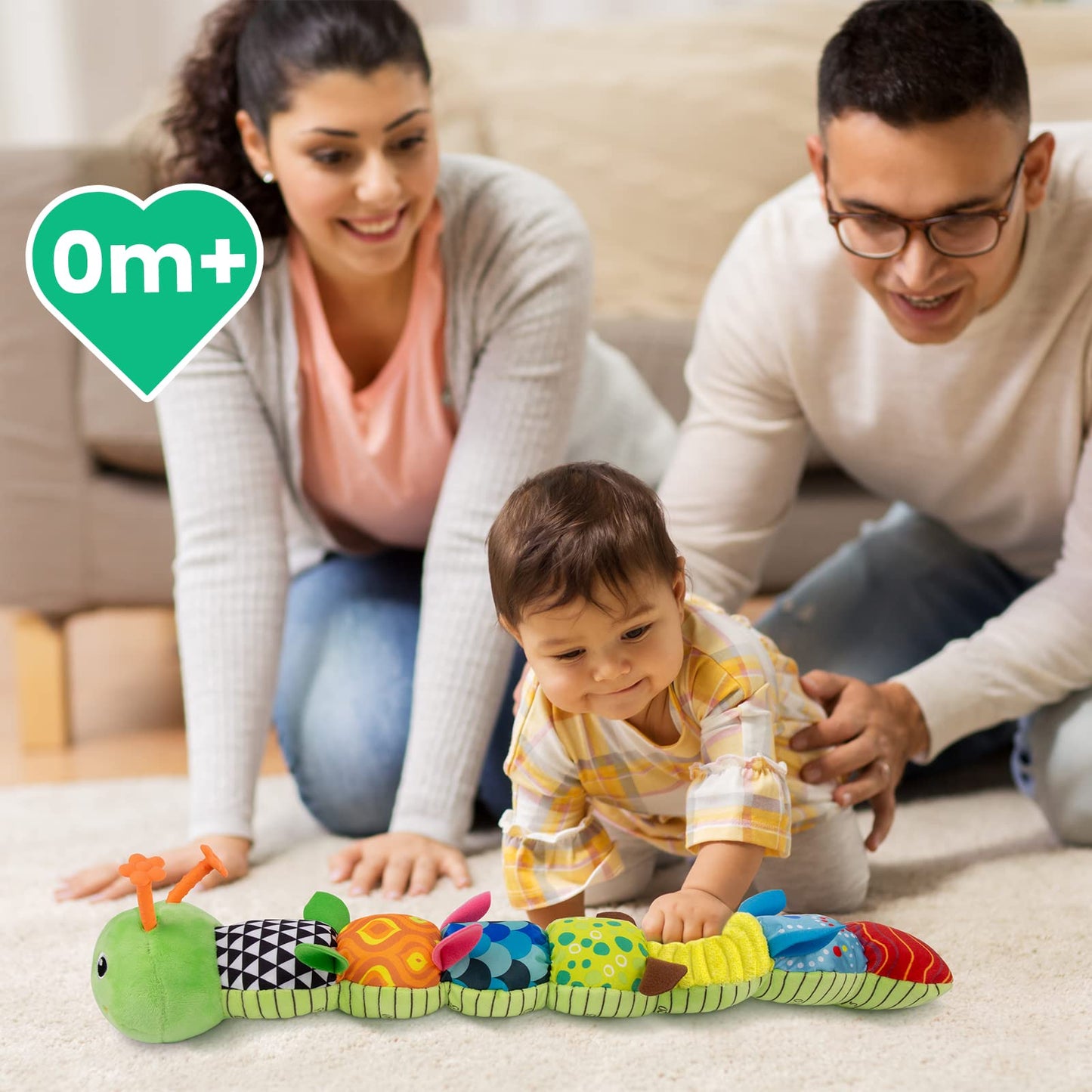 Sumobaby Infant Baby Musical Stuffed Animal Activity Soft Toys with Multi-Sensory Crinkle, Rattle and Textures, for Tummy Time Newborn 0-3-6-12 Months Boys, Girls, Caterpillar