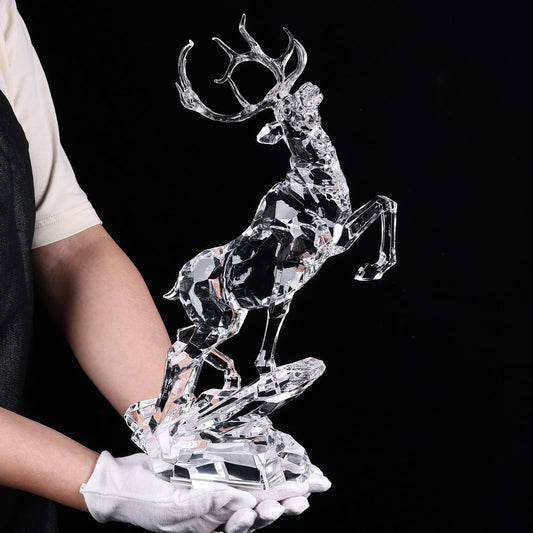 oliruim Acrylic Reindeer Christmas Decor Figurine - Modern Elegant Clear Reindeer Ornaments for Christmas Indoor Decor, Holiday Centerpiece, Living Room, Fireplace, Table Display (Clear, Jumping 13")