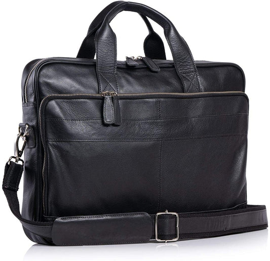 KomalC Leather briefcase 16 inch Laptop Messenger Bag for Men and Women Best Office Satchel Bag