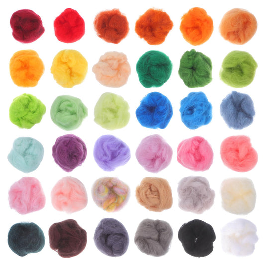Uonlytech 36 Colors Wool Roving for Needle Felting DIY Crafts with Reusable Pouch Wool Fiber Yarn for Handmade Needlecraft and Wet Felting Projects 1.96X1.96X1.96 Inch