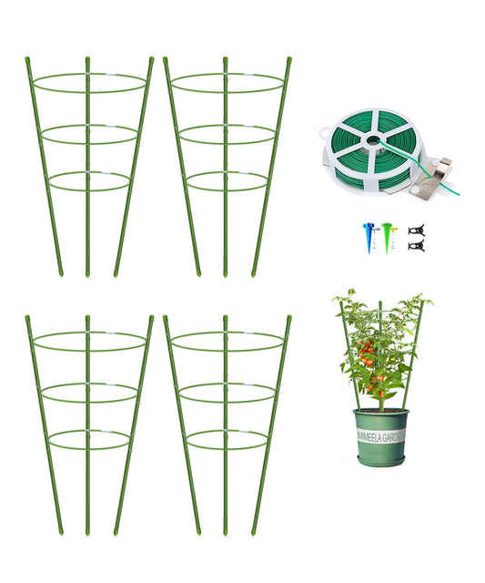 4 Pack Garden Plant Support Tomato Cage, Upgrade 18" Trellis for Climbing Plants, Plant Trellis Kits (18")
