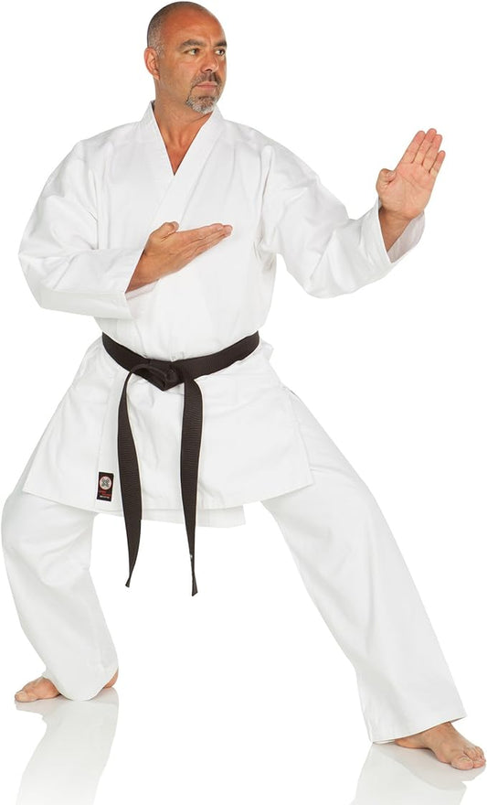 Ronin Medium Weight Karate GI Middleweight Martial Arts Karate Uniform - 9.5 oz Cotton, White Belt Included