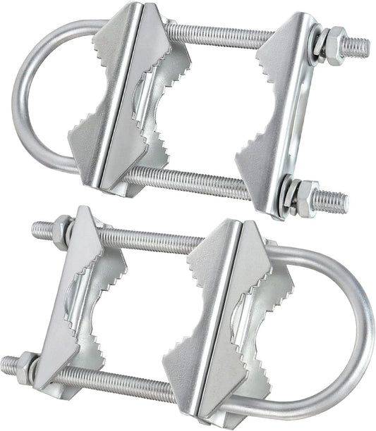 2 Sets Double Antenna Mast Clamp V Jaw Block with U Bolts, Heavy Duty Mast to Mast Mount Bracket Kit for Outdoor