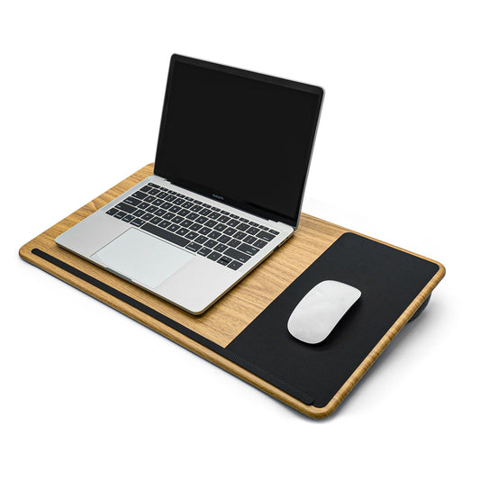 ergomi Lap Desk with Soft Cushion and Wrist Rest – Portable Laptop Desk for Bed, Couch & Home Office, Removable Mouse Pad & Anti-Slip Strip for 17 inch Laptop (Large, Wood Pattern)