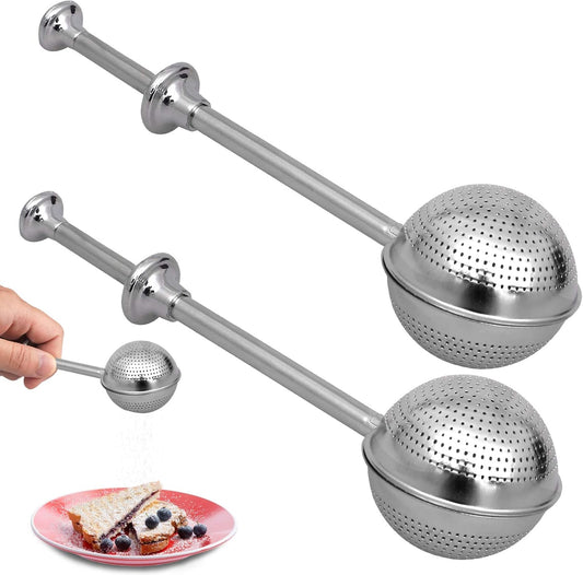 Skiennix Bakers Dusting Wand Set - Stainless Steel Flour Duster for Sugar & Spices | One-Handed Operation