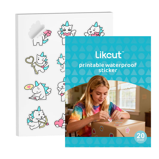 Likcut Printable Vinyl Sticker Paper for Inkjet Printer - 8.5"x11" Matte White Waterproof Sticker Paper for Crafts, Custom Stickers, DIY Cards and Small Business Projects, 20 Sheets