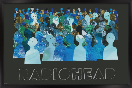Radiohead - Blue Crowd Silhouettes Wall Poster, 34L" x 22.4W", Black Framed Version