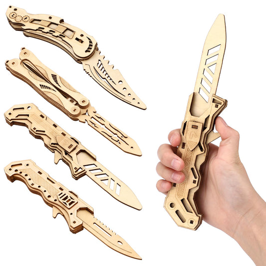 Teyva Daily 4 Pack 3D Wooden Puzzle for Adults DIY Wooden Puzzles Knife Kit Brain Teaser Mechanical Model Building Toy for Adult Craft Hobby Wood Graduation Art Gift for Teens Men Puzzle Fans